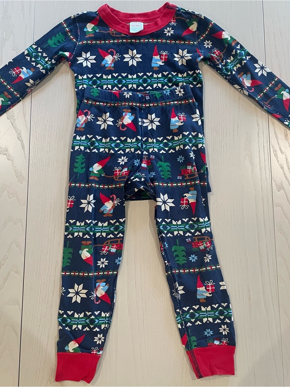Hanna Andersson Holiday HannaJams Cotton Pajama Set Gnome Sweet Gnome Size 5 110
